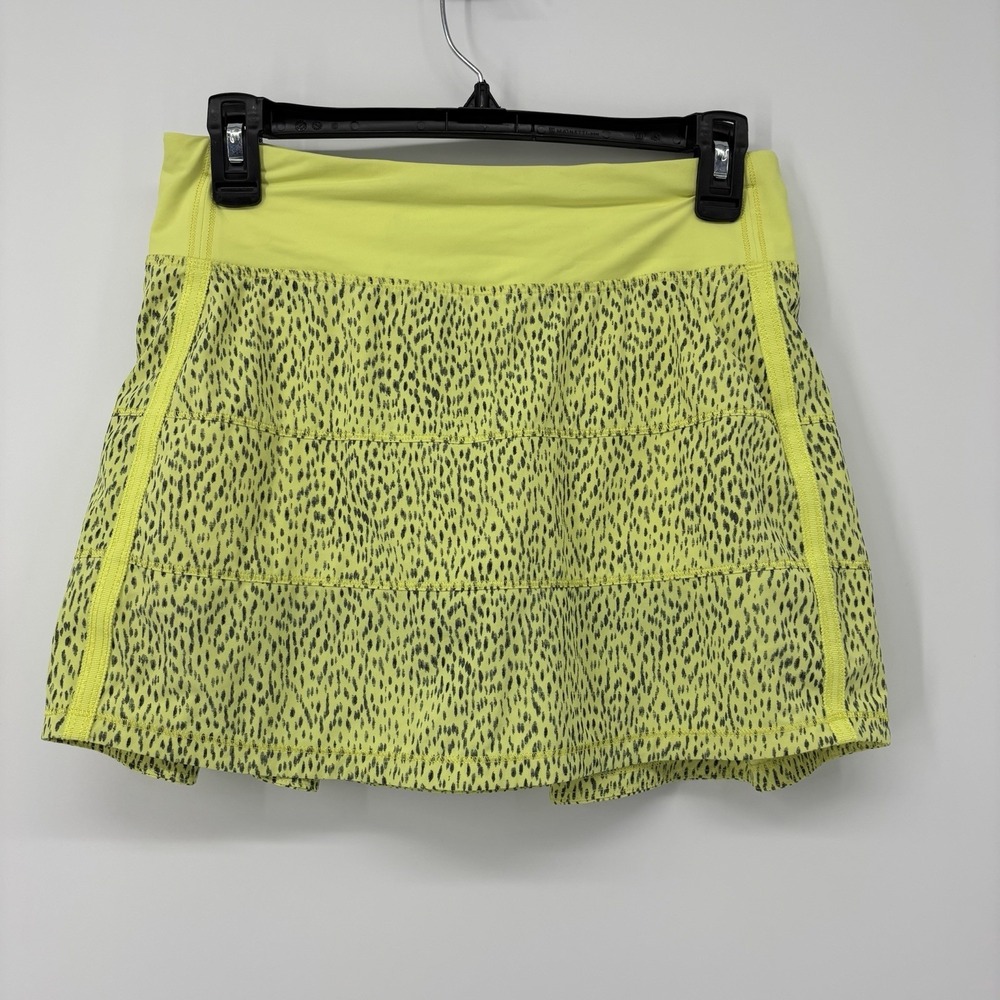 Lululemon Pace Rival Womens Skort‎ II Yellow Black Zip Pocket Skirt Size 4 Tall